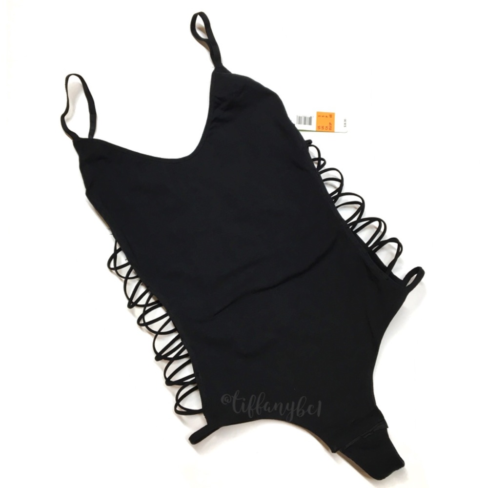 Sam Edelman Jet Black Strappy Side Thong Bodysuit - Picture 7 of 16